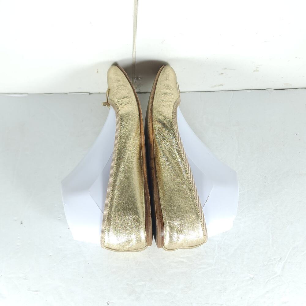 Prada Women's US5,5 EU35,5 Gold Leather Logo Bow Slip On Ballet Flats - Picture 9 of 16